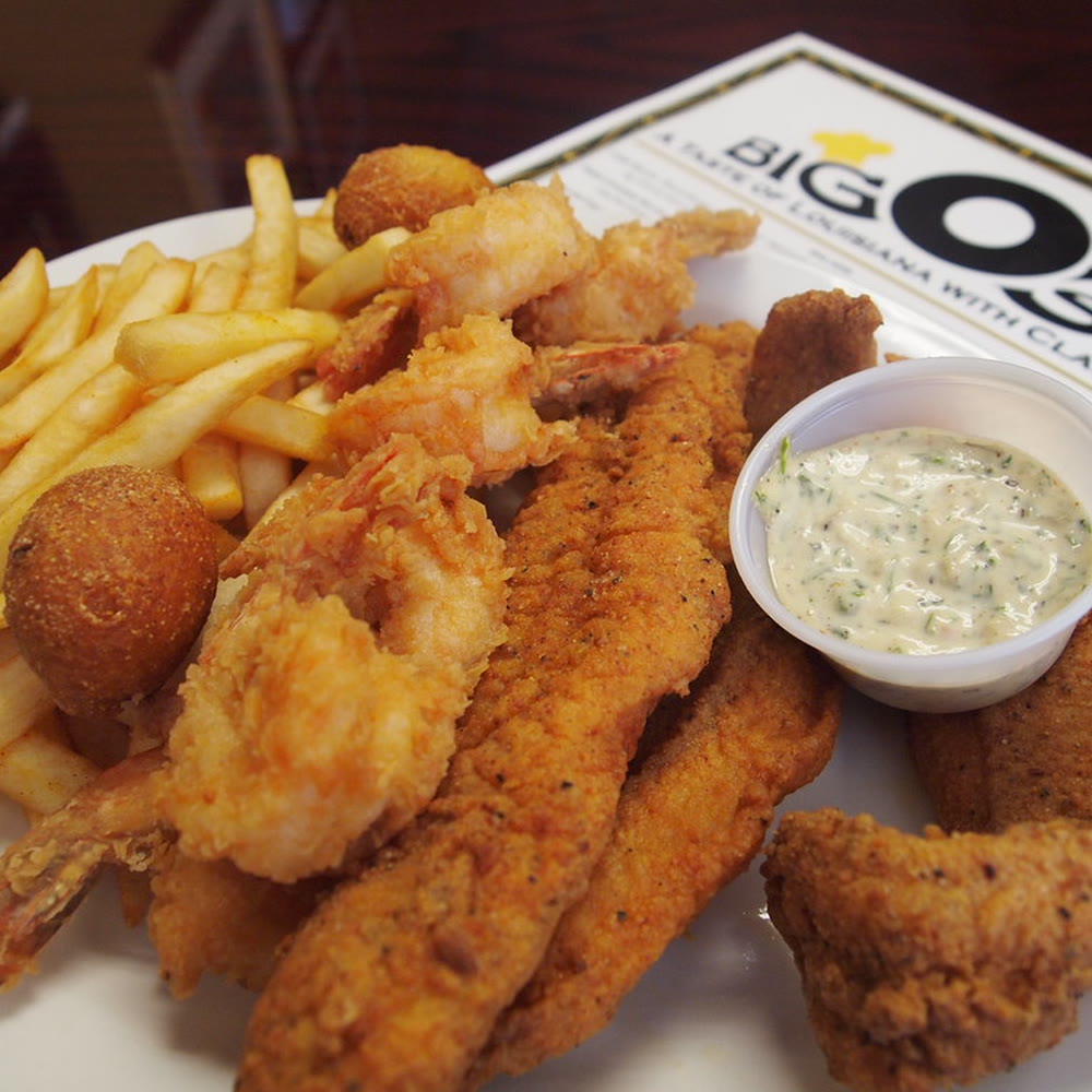Fried fish and shrimp for seafood Friday